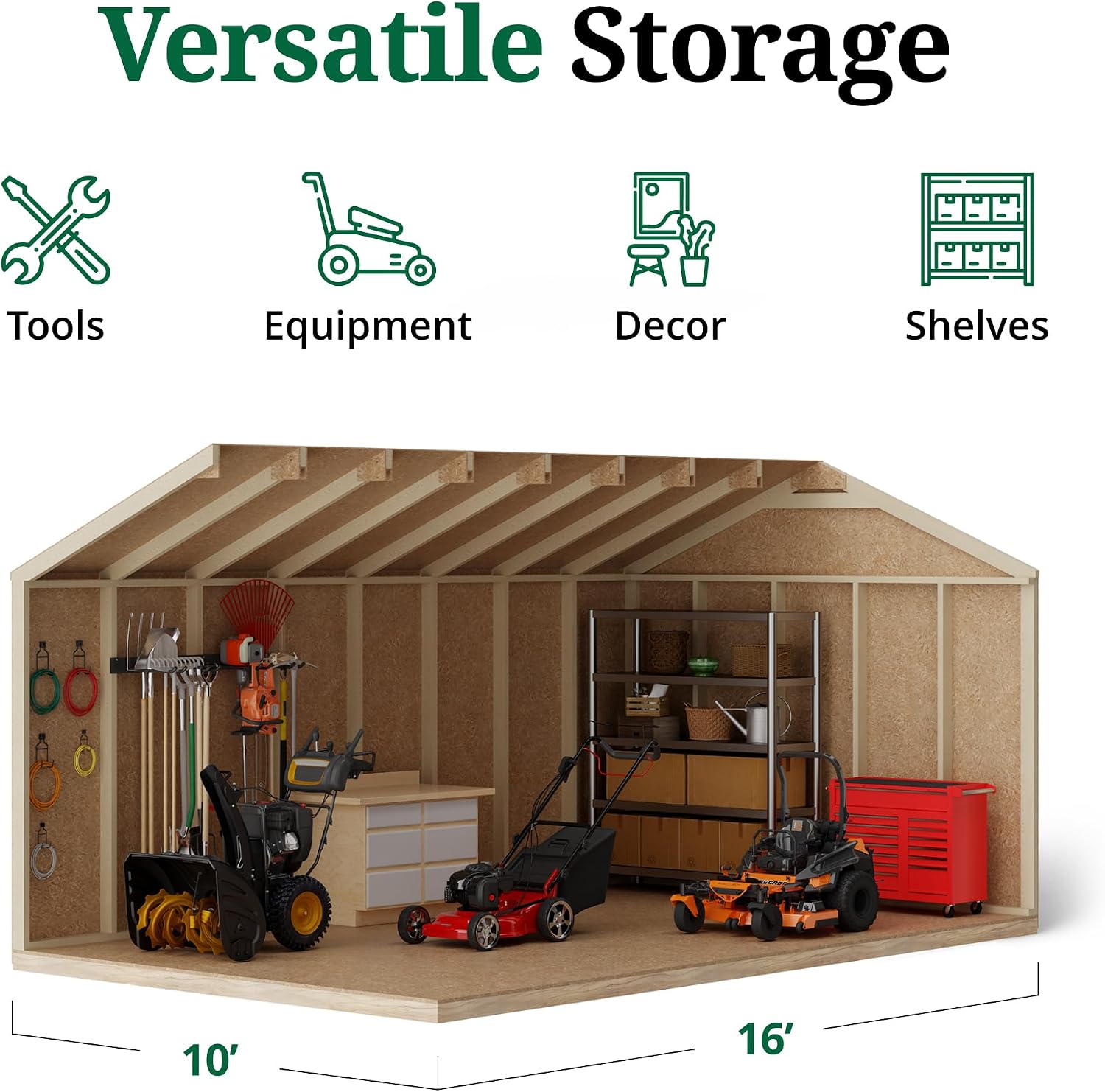 Little Cottage Co. 10x16 Value Gable Shed with Floor, Outdoor Wood Storage Do-It-Yourself Precut Kit