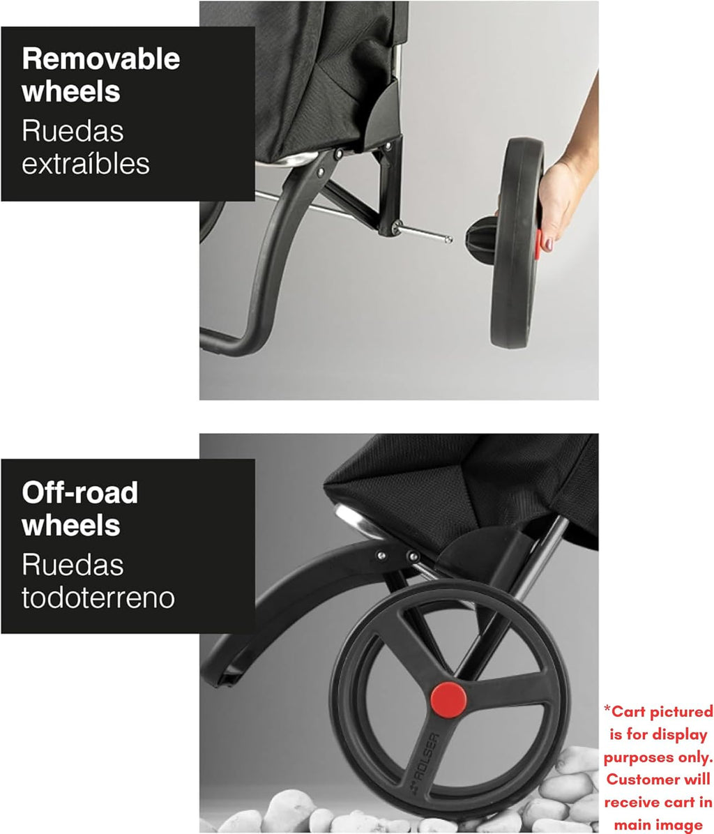 Foldable Puffer Grocery Shopping Cart with Wheels | Collapsible Personal Folding Cart for Groceries | Durable & Portable | Black