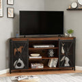 HOMISSUE Corner TV Stand for 55 Inch TV, Rustic Corner Entertainment Center with Storage, Industrial Media Console Table with Sliding Barn Door, Tall TV Cabinets Center for Living Room, Brown