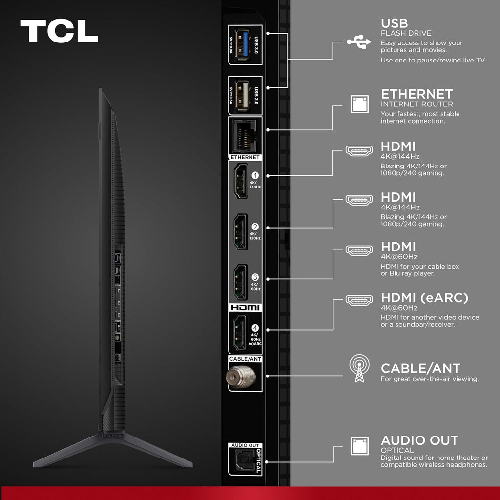 TCL 50-Inch QM6K Series QLED 4K Smart QD-Mini LED TV with Google TV (50QM6K, 2025 Model) New Halo Control System, LD500 Precise Dimming Series, High Contrast HVA Panel, 144Hz Native Panel Refresh Rate