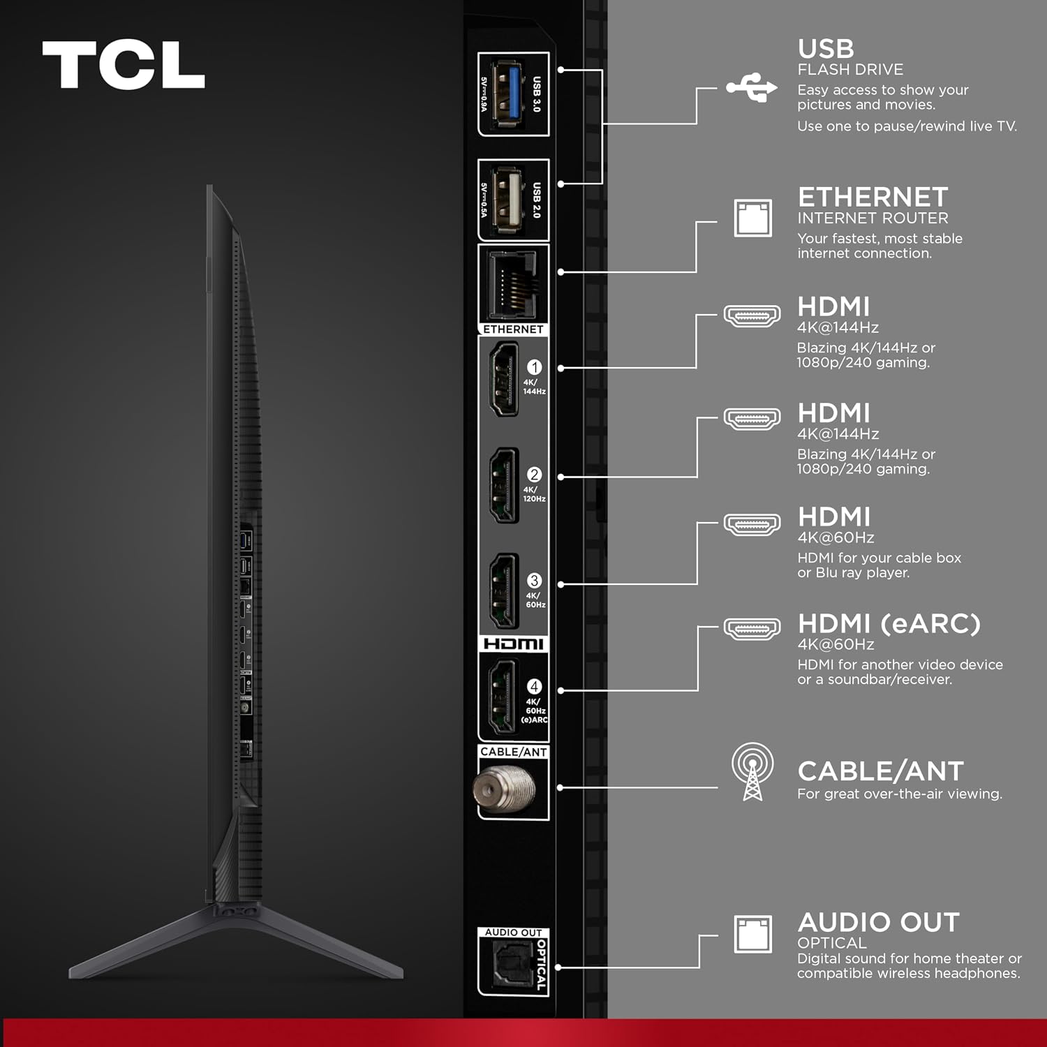 TCL 50-Inch QM6K Series QLED 4K Smart QD-Mini LED TV with Google TV (50QM6K, 2025 Model) New Halo Control System, LD500 Precise Dimming Series, High Contrast HVA Panel, 144Hz Native Panel Refresh Rate
