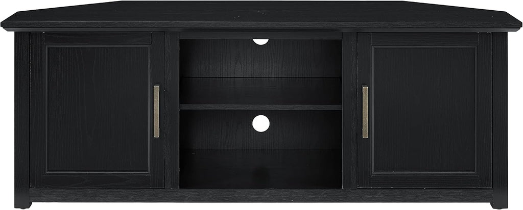 Crosley Furniture Camden Corner TV Stand for 65+ inch TVs, Entertainment Center with Storage Shelves, Black