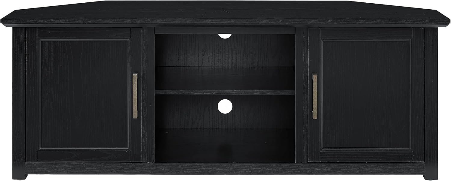 Crosley Furniture Camden Corner TV Stand for 65+ inch TVs, Entertainment Center with Storage Shelves, Black