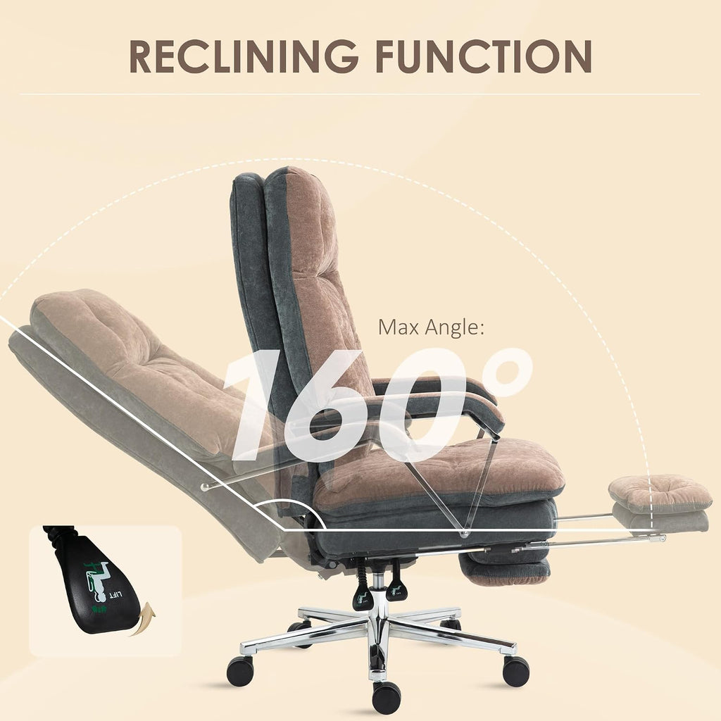 Ergonomic Office Chairs for Adults, Big and Tall 400 lbs Gaming Desk Chair, High Back Reclining Computer Chair with Footrest, Comfortable Swivel Rolling Wheels Chair for Home Office Bedroom Furniture,