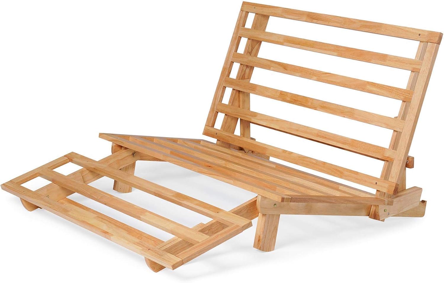 Nirvana FUTONS Queen Size Tri-Fold Wood Futon Sofa Bed Lounger Frame - (Space Saver, Natural Finish) Ideal for Small Spaces, RVs, and Dorm Furniture