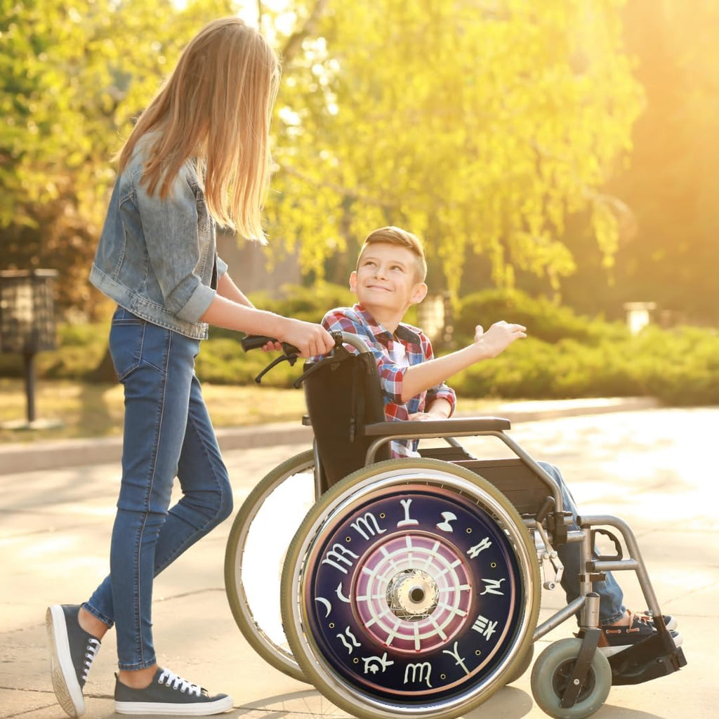 Designer Cover for Wheelchair Wheels, Cute Covers, Zodiac Lovers, Enhances Aesthetics, Easy Install/Remove, Lightweight, Waterproof (Steller Zodiacs)
