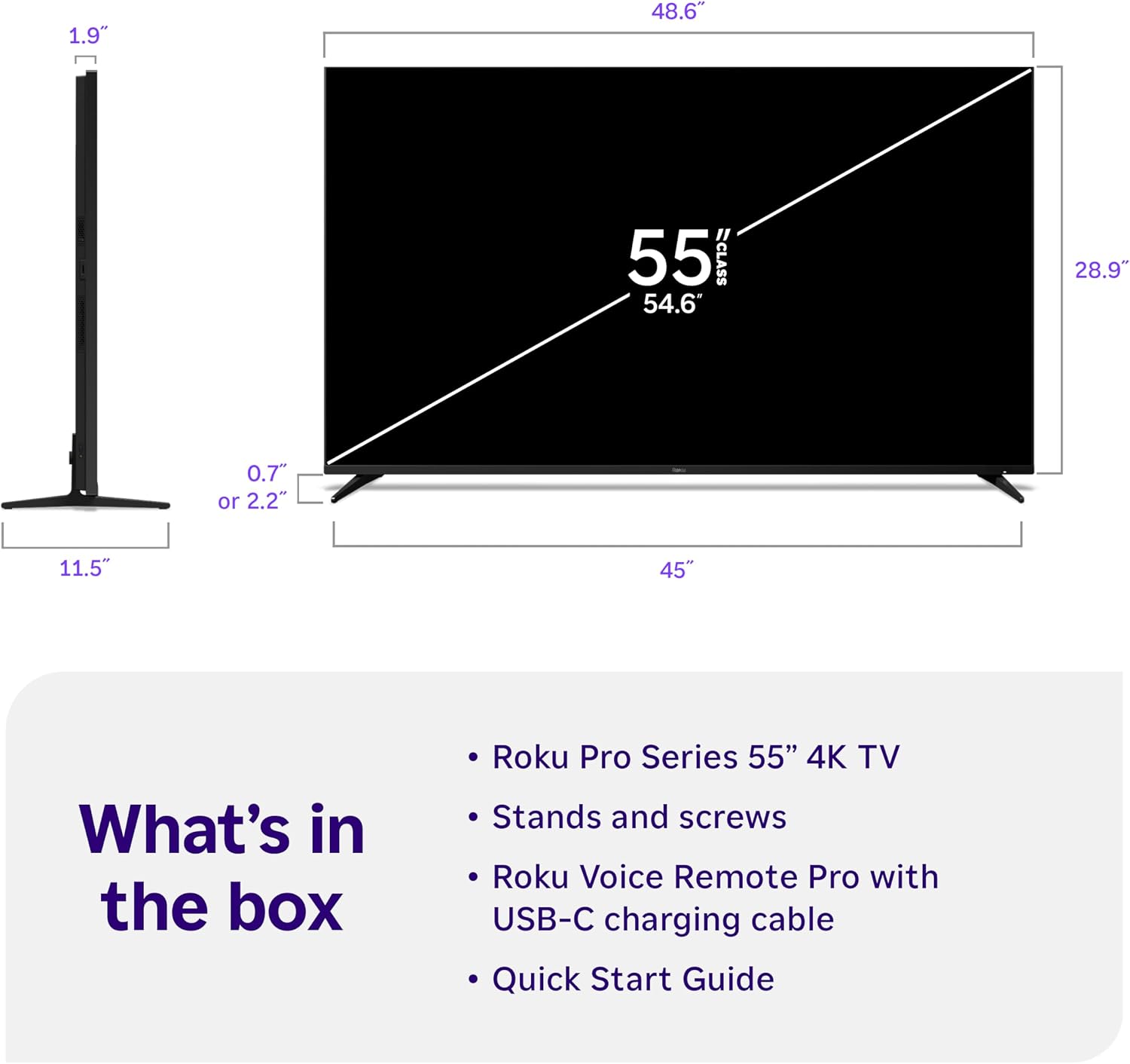 Roku Smart TV – 55-Inch Pro Series, Mini-LED TV – RokuTV with Backlit Voice Remote Pro – Flat Screen 4K QLED Television with 120Hz Refresh Rate & Dolby Vision IQ, Live News, Sports, Entertainment