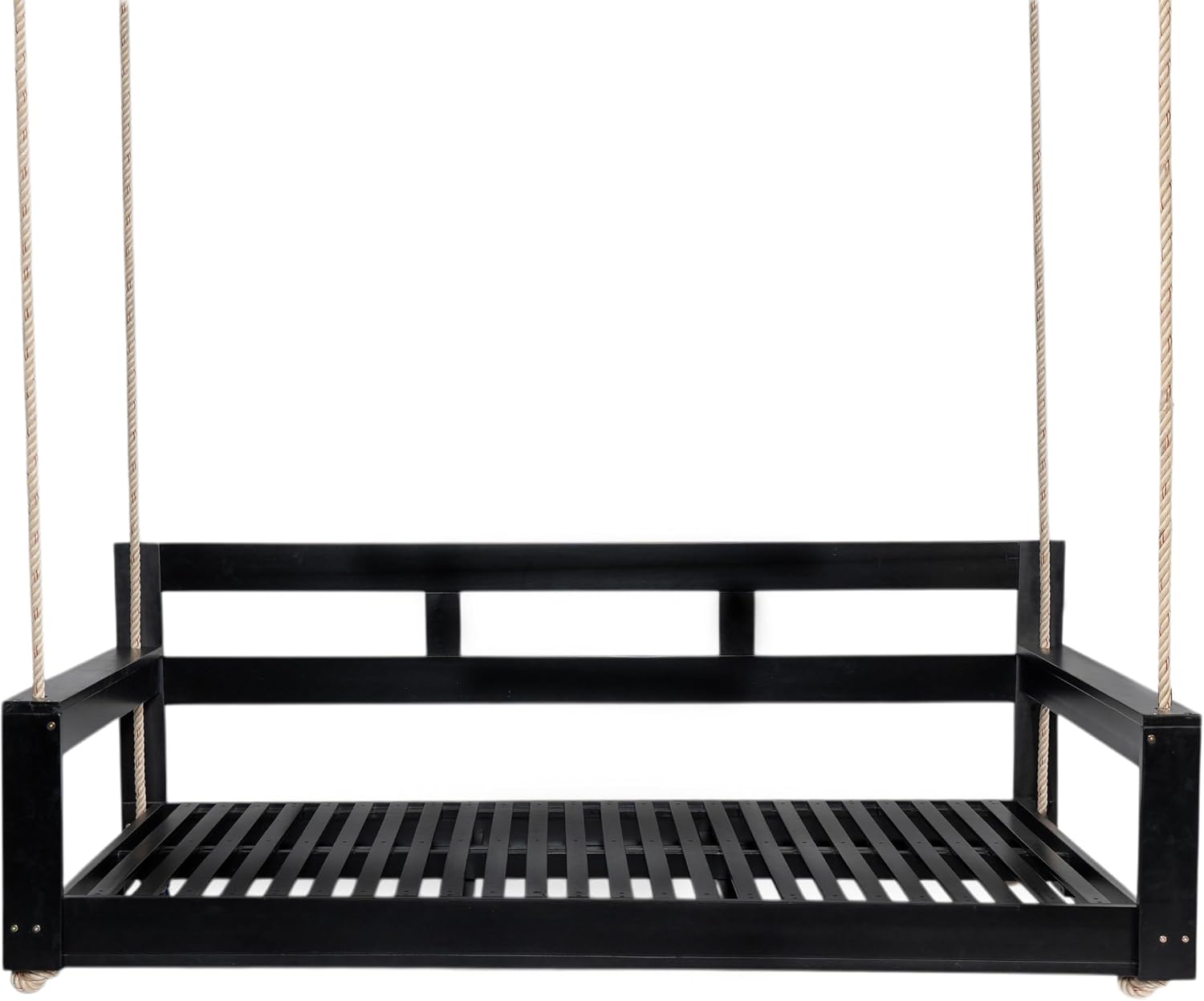 Harper & Bright Designs Patio Wooden Twin Size Porch Swing Daybed Frame, Garden Swing Bench Chair with 4 Hanging Ropes for Backyard,Outdoor,Black