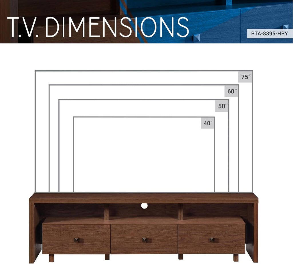 Elegant 80' TV Stand with Three Cabinets and Storage, Modern Entertainment Center with Cable Management Fits Screens up to 80' When Measured Diagonally