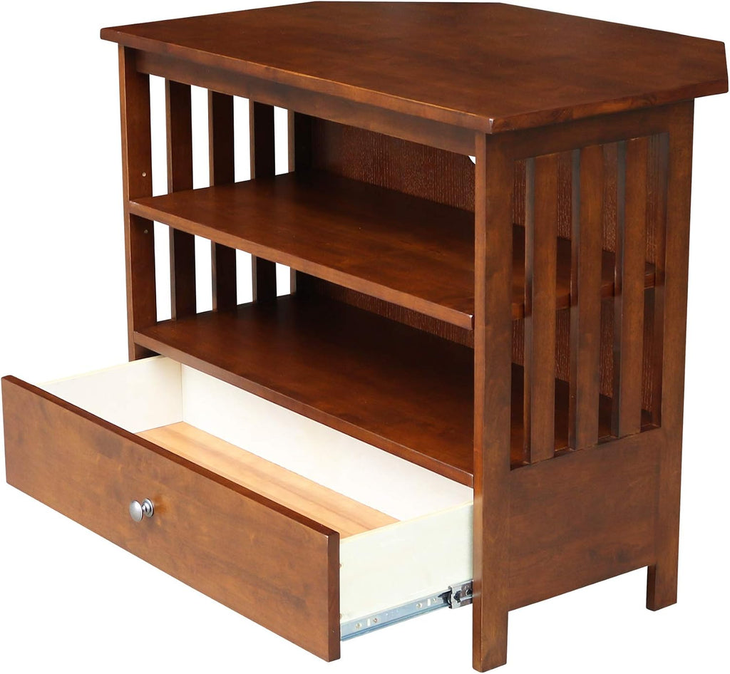 Solid Wood Mission Corner Enteinment/TV Stand, Espresso