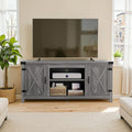 YESHOMY Modern Farmhouse TV Stand with Two Barn Doors and Storage Cabinets for Televisions up to 65+ Inch,Entertainment Center Console Table,Media Furniture for Living Room,Gray & Rustic