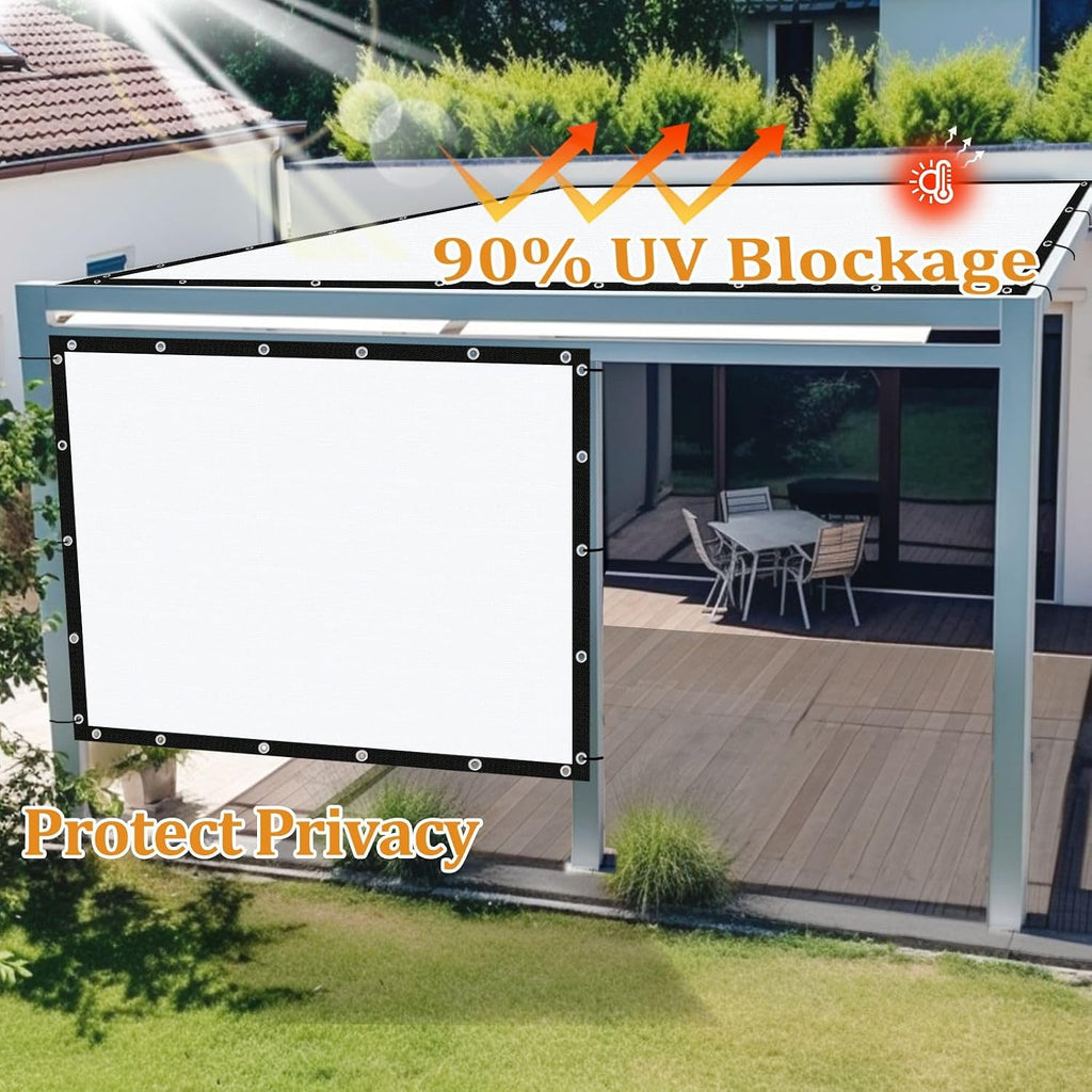 Shade&Beyond Customized Size 90% Sun Shade Cloth with Grommets, 14' X 20' Pergola Shade Cover Canopy, Mesh Tarp Sun Screens for Patio, Outdoor, Garden, Backyard GN02, White