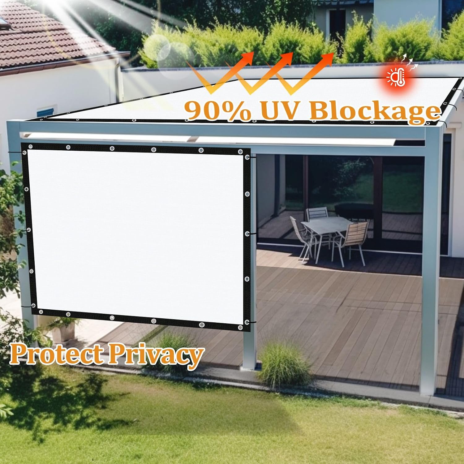 Shade&Beyond Customized Size 90% Sun Shade Cloth with Grommets, 14' X 20' Pergola Shade Cover Canopy, Mesh Tarp Sun Screens for Patio, Outdoor, Garden, Backyard GN02, White