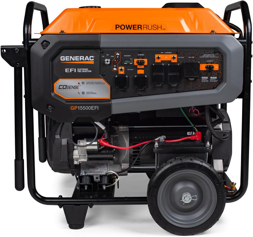 Generac 19,300 Starting Watt Portable Gas Generator - Electric Start - Home Backup or RV Ready - Heavy Duty Frame - Quiet, Long Runtime, Emergency Power - 49-State Compliant