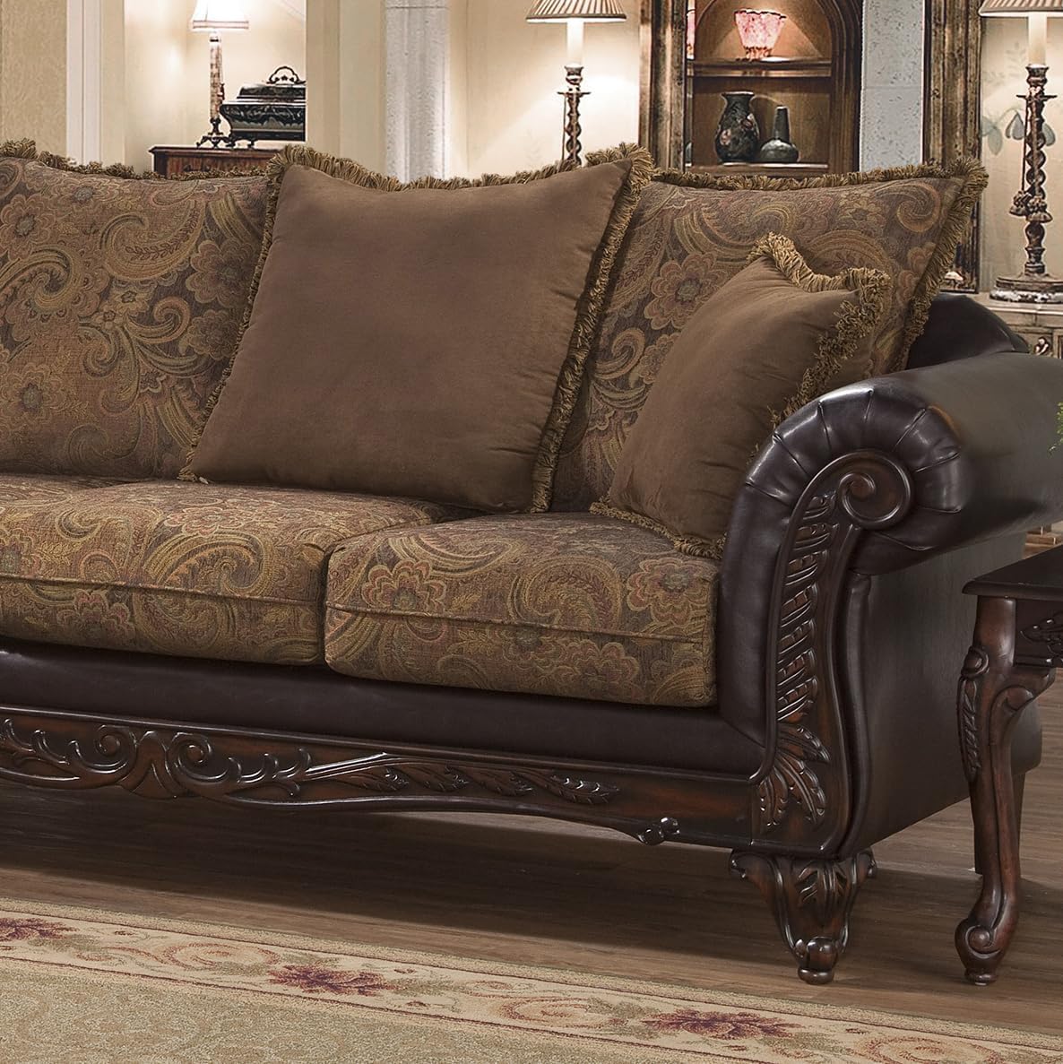 Roundhill Furniture San Marino 2-Tone Fabric Sofa, Chocolate