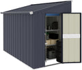 Yardenaler 4x8 FT Outdoor Lean-to Metal Storage Shed, Garden Tool Shed Kit with Door & Lock, Waterproof Patio Utility Tool Shed for Garden and Backyard, Gray