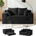 55' Small Boneless Couch, 3-in-1 Boneless Loveseat Sleeper Sofa Bed Convertible Sofa Bed with 4 Pillows, Black Corduroy Boneless Couch for Living Room, Guest Room, Small Space, No Assembly Required