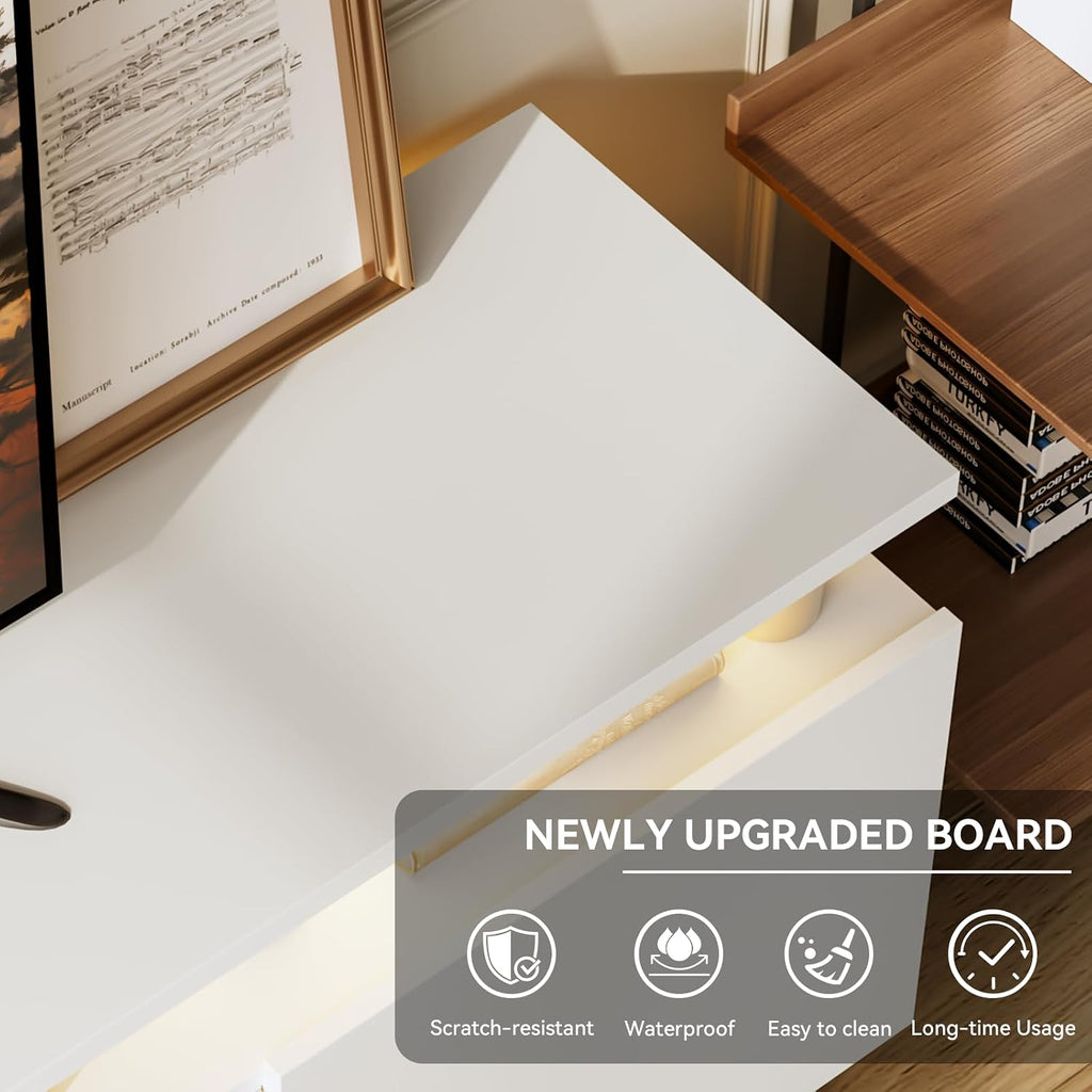 70' TV Stand for Living Room, Entertainment Center & Media Console with Storage, Fits TVs up to 80', Modern TV Cabinet with Shelves, 36' Electric Fireplace (All White)