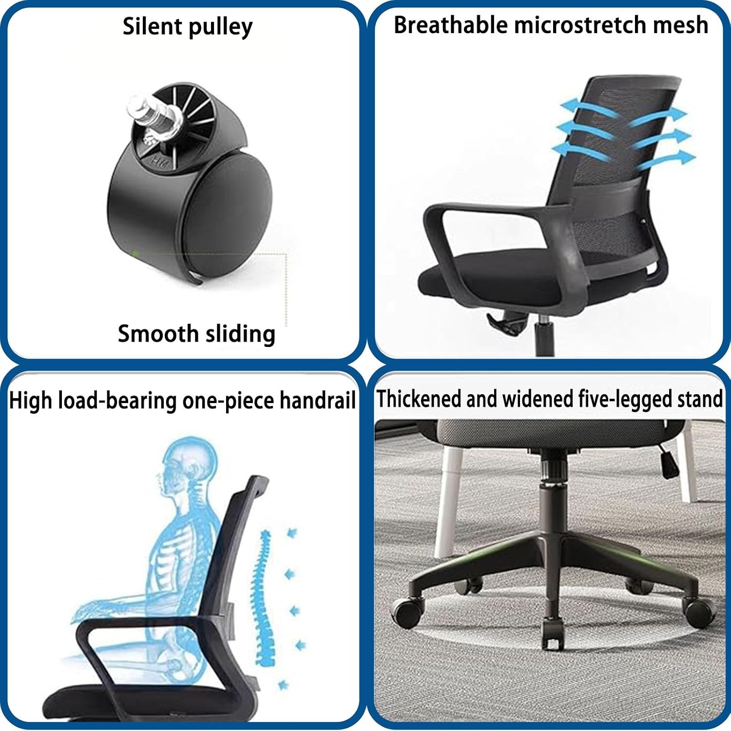 Mid-Back Mesh Computer Chair Set of 2,Home Mesh Desk Chair, Ergonomic Desk Chair, Lumbar Support Comfortable Executive,with Wheels 360 Swivel Task Chair for Office Home and Gaming
