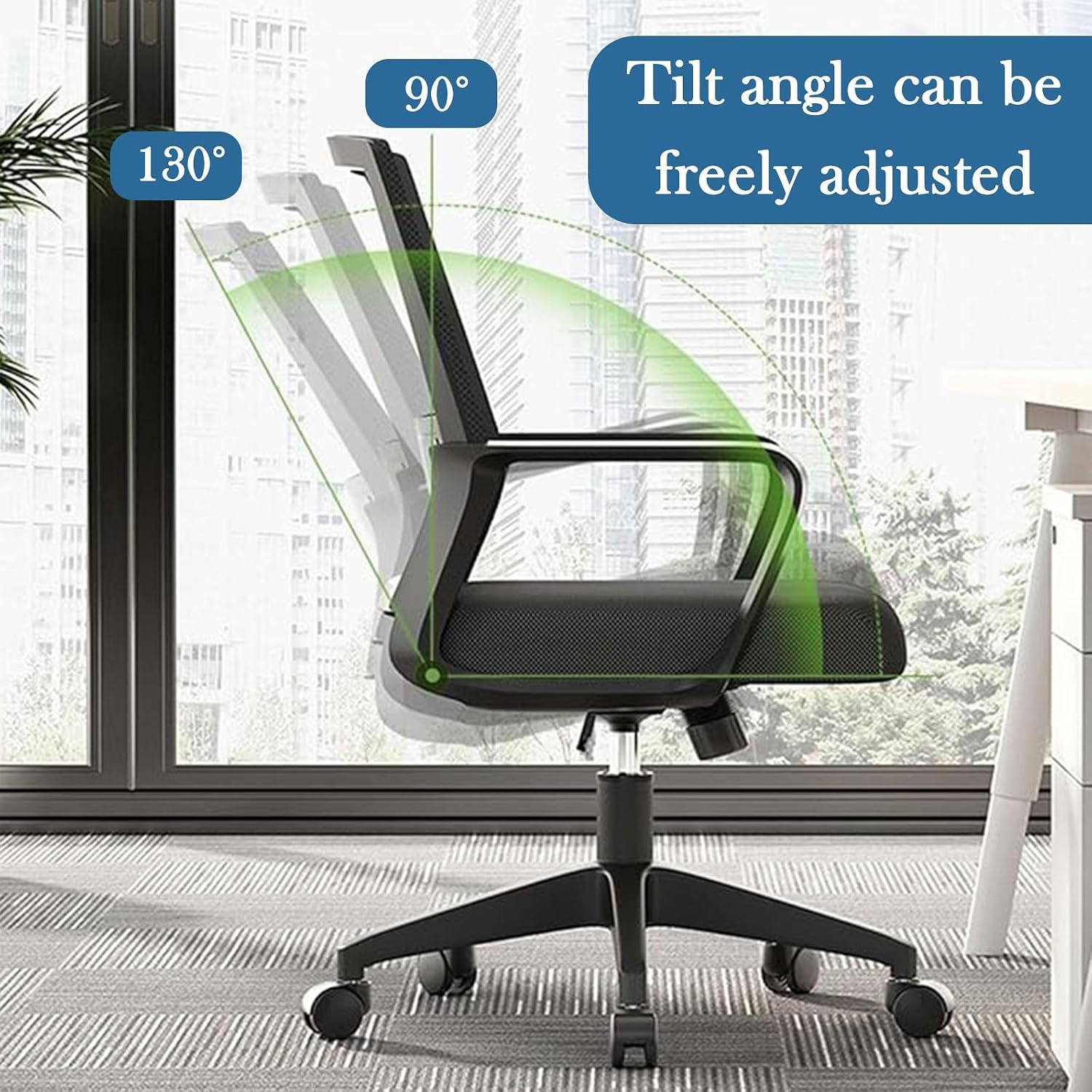 Mid-Back Mesh Computer Chair Set of 2,Home Mesh Desk Chair, Ergonomic Desk Chair, Lumbar Support Comfortable Executive,with Wheels 360 Swivel Task Chair for Office Home and Gaming