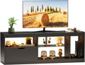 JUMMICO TV Stand, Entertainment Center LED Gaming TV Stand for 65+ Inch TV Carbon Fiber Top, Dynamic RGB Modes TV Cabinet Console with Adjustable Glass Shelves Storage Drawers (Black)