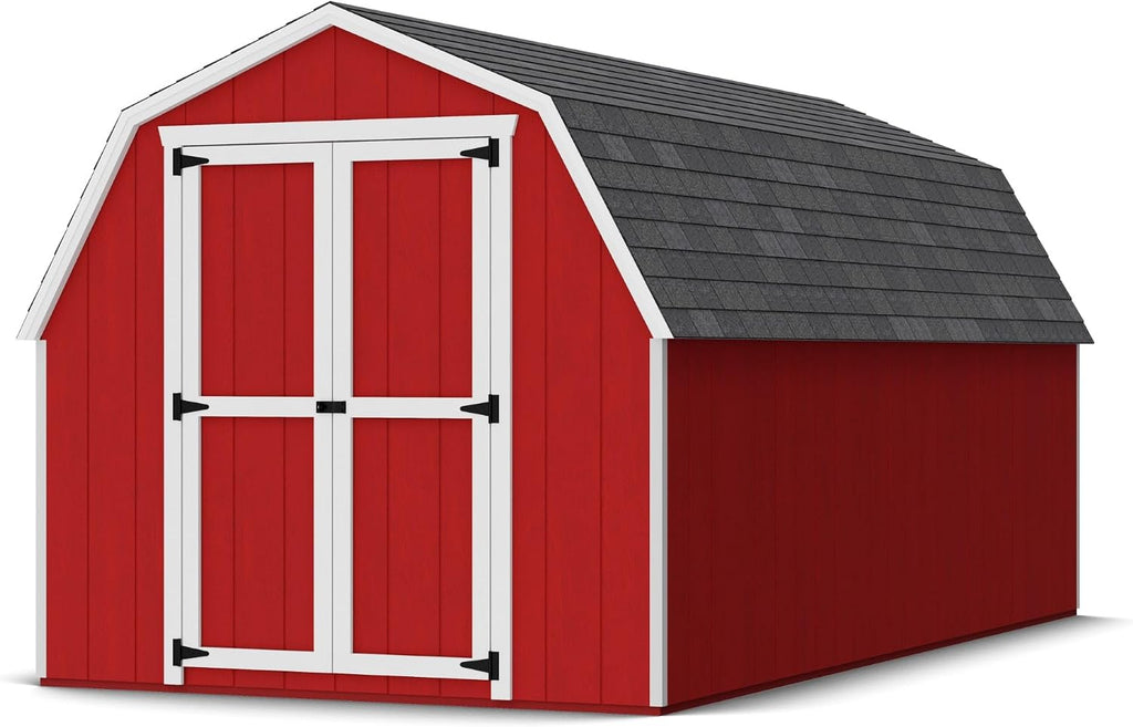Little Cottage Co. 8x16 Value Gambrel Barn with 4 ft. Sidewalls with Floor, Outdoor Wood Storage Shed Do-It-Yourself Precut Kit