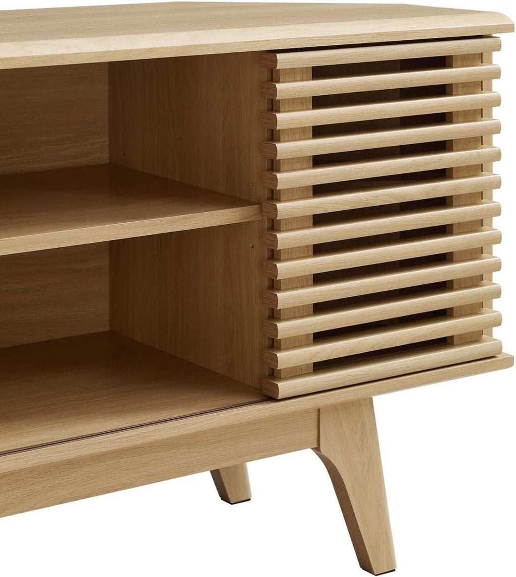 Modway Render Mid-Century Modern Low Profile 46' Corner Media TV Stand in Oak, 15 x 46 x 23