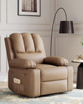 22 in Leather Recliner Chair for Adults, Overstuffed Manual Recliner Chair, Single Sofa with Cup Holder and Side Pockets, Upholstered Chair for Living Rooms, Tan