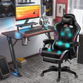 Gaming Chair with LED Light/Pro Gaming Chair with Bluetooth Speakers, Full Massage Lumbar Support and Backrest Adjustable Ergonomic Computer Gaming Chairs with Retractible Footrest,Black