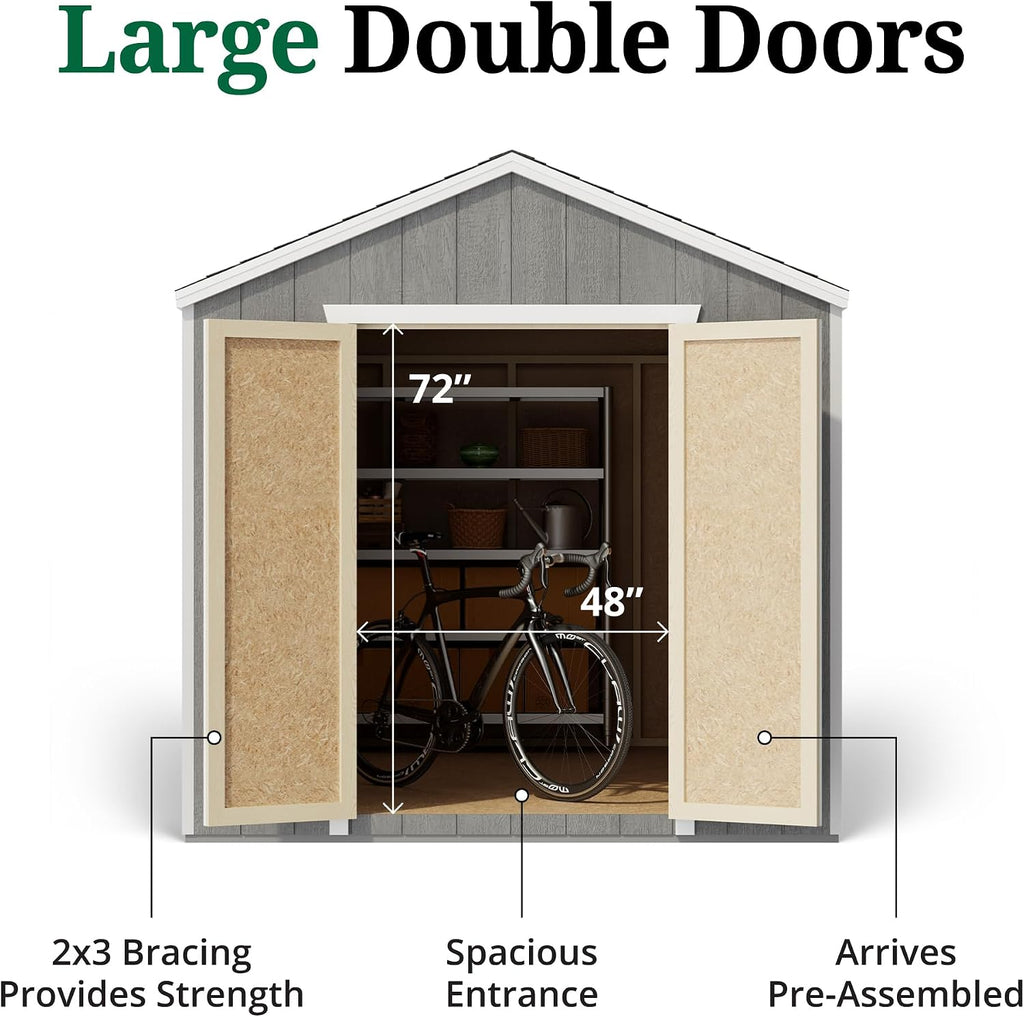 Little Cottage Co. 8x10 Value Gable Shed with Floor, Outdoor Wood Storage Do-It-Yourself Precut Kit