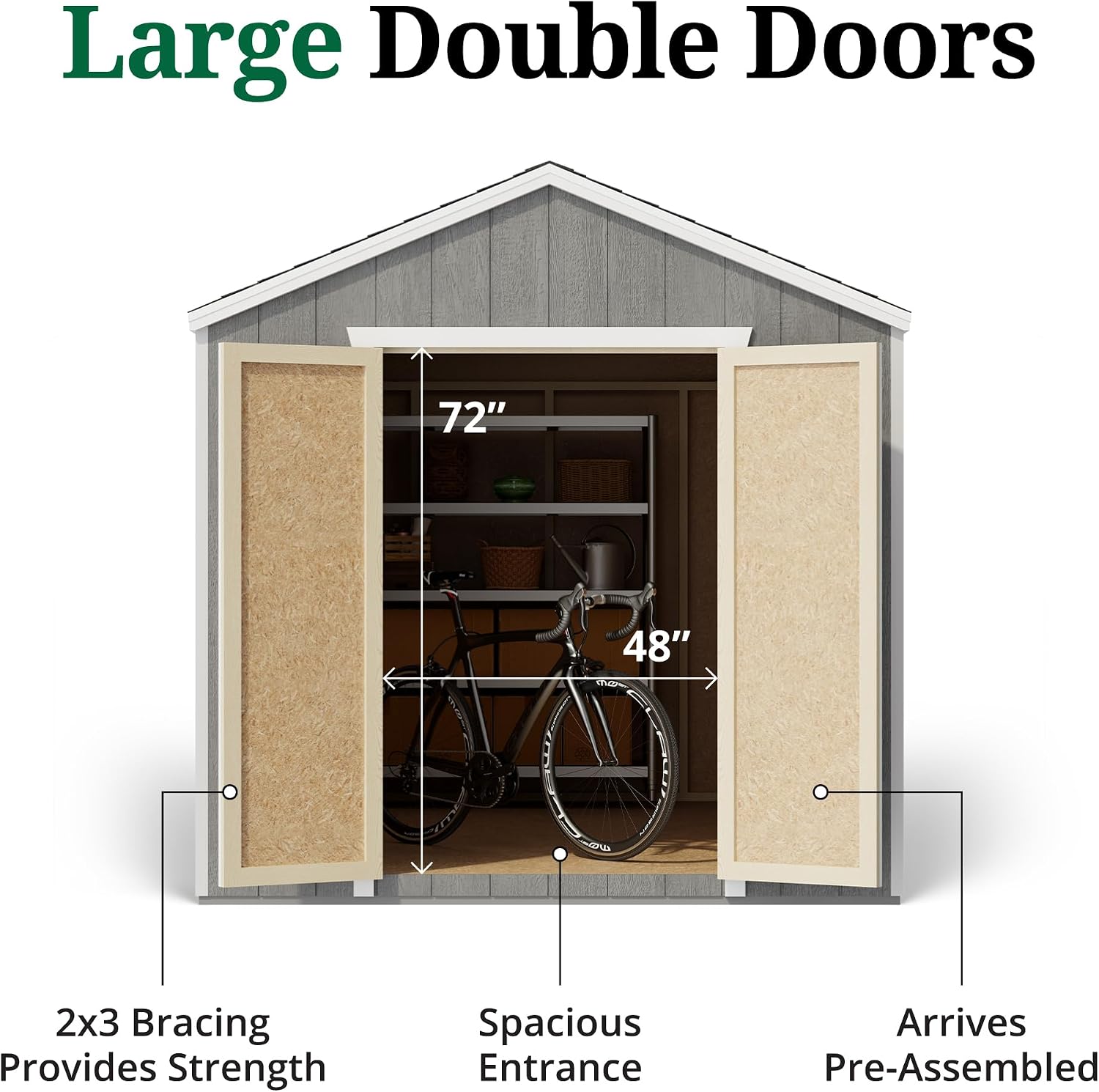 Little Cottage Co. 8x14 Value Gable Shed with Floor, Outdoor Wood Storage Do-It-Yourself Precut Kit