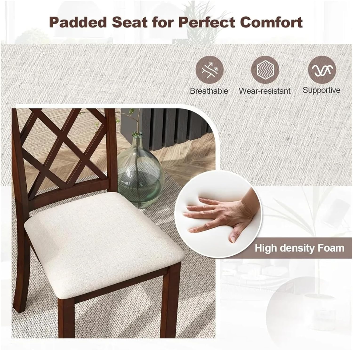 Dining Chairs Outdoor 1pcs Wooden Armless Kitchen Dining Chairs Rubber Wood Legs Max Load 400Lbs