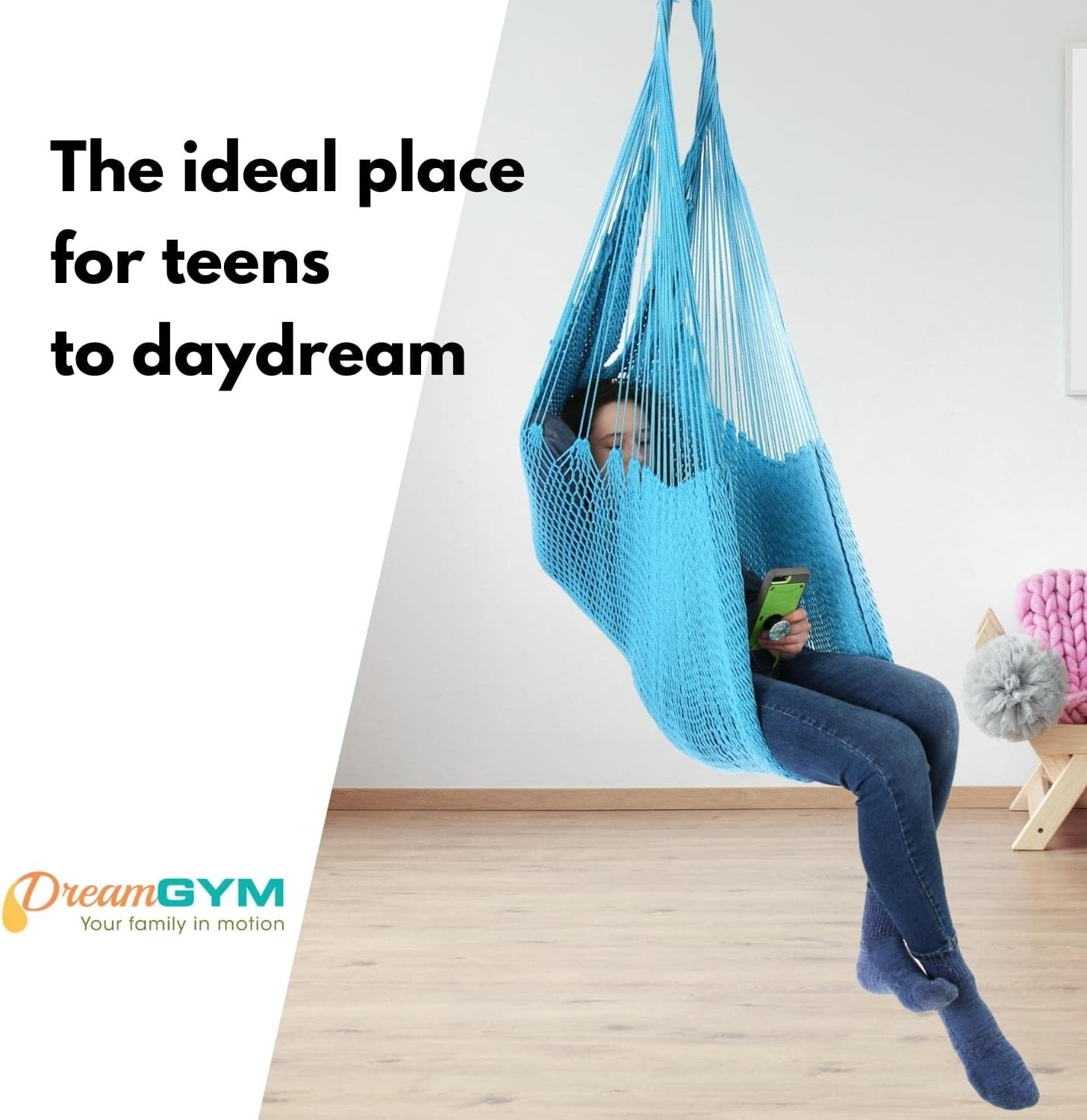 DreamGYM Hammock Swing Chair - Therapy Swing - Sensory Swing for Adults and Children - Sky Blue