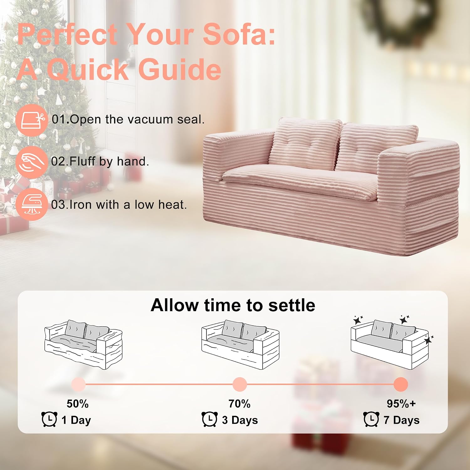 80'' Futon Sofa Bed, King Size Foldable Sleeper Sofa, Corduroy Boneless Loveseat Couch with Chaise Lounge, 3 Pillows, Blanket, Upholstered Sectional Couches for Living Room,Bedroom, Baby Pink