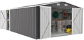 10x14 FT Outdoor Metal Storage Shed with Lockable Door, Steel Garden Utility Shed with Vents, Backyard Patio Tool Shed for Lawn Equipment, Bike, Firewood and Mower Storage, Gray