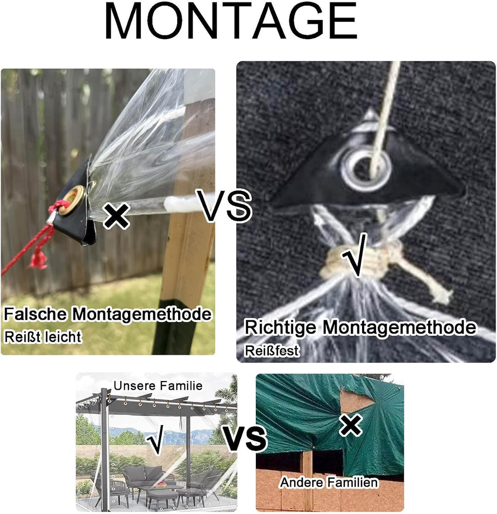 Clear Tarps with Grommets Rectangular Vinyl Plastic Transparent Tarp 16 Mil Thick Heavy Duty Tarpaulin Cover Greenhouse Sheeting for Rainproof Plant Farm, Patio Porch(16' x 18')