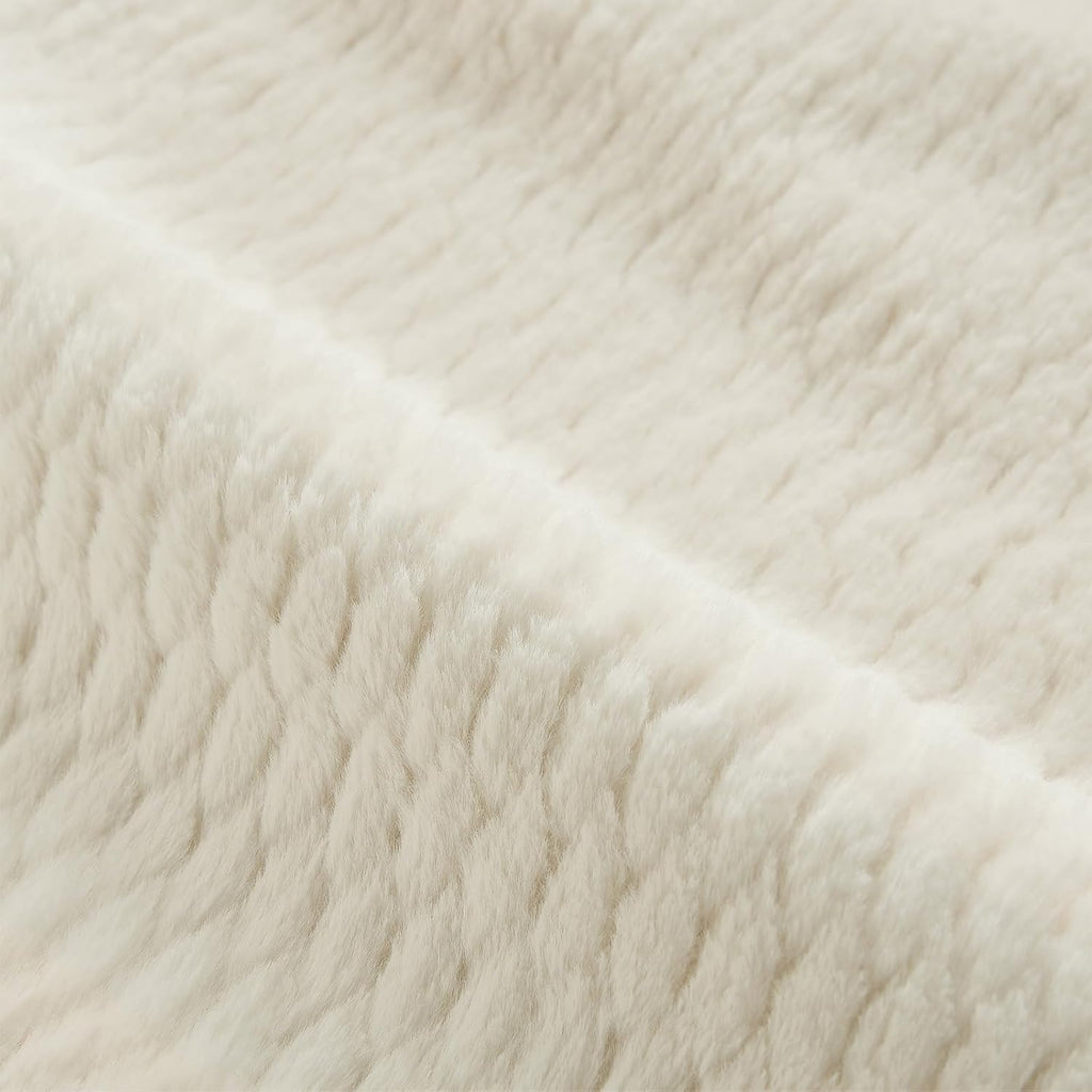 Futon Sofa Bed with Blanket, Convertible Folding Boneless Compressed Faux Fur Memory Foam Floor Loveseat Sleeper Sofa Couch Full Size Bed with Pillows for Guest Room Living Room Small Space, Beige