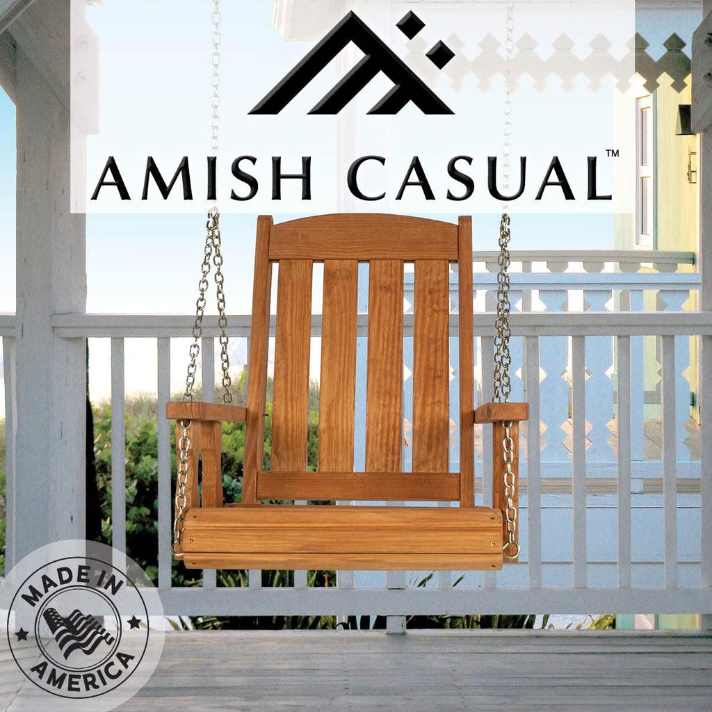 Amish Casual Heavy Duty Mission Pressure Treated Swing Chair (Cedar Stain)