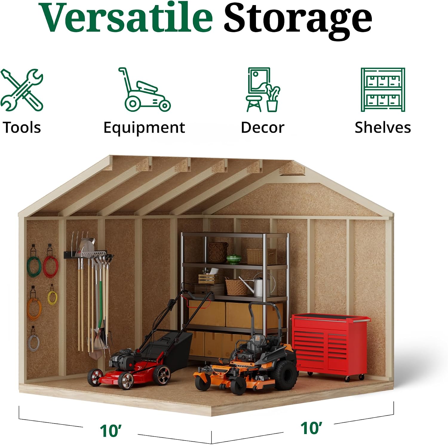 Little Cottage Co. 10x10 Value Gable Shed with Floor, Outdoor Wood Storage Do-It-Yourself Precut Kit