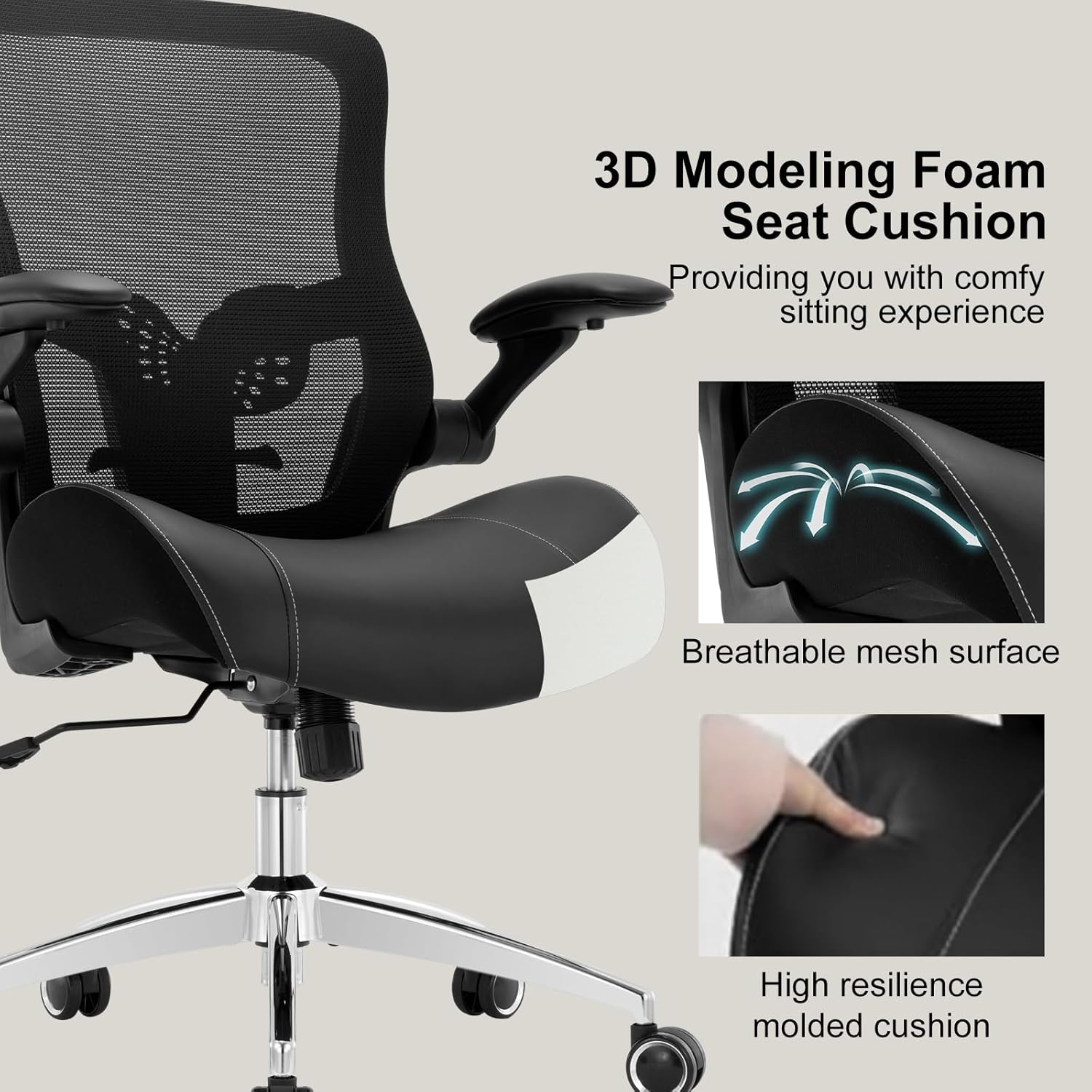 Office Chair Ergonomic Desk Chair-400lbs Big and Tall Heavy Duty, Wide & Soft 3D Modeling Foam Cushion Home Office Desk Chair with Adjustable Seat Height, Executive Computer Task Chair