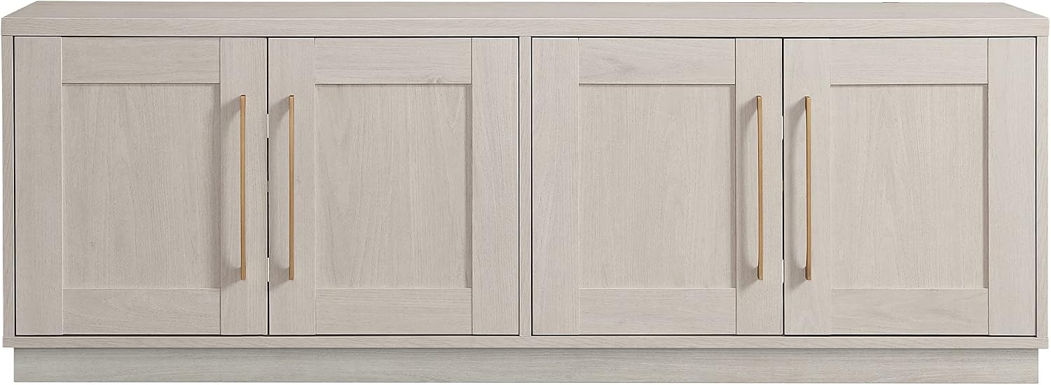 Henn&Hart TV Stand for TVs up to 75'' with 2 Concealed Storage Cabinets and Adjustable Shelves for Living Room, Family Room, or Office, Beech White