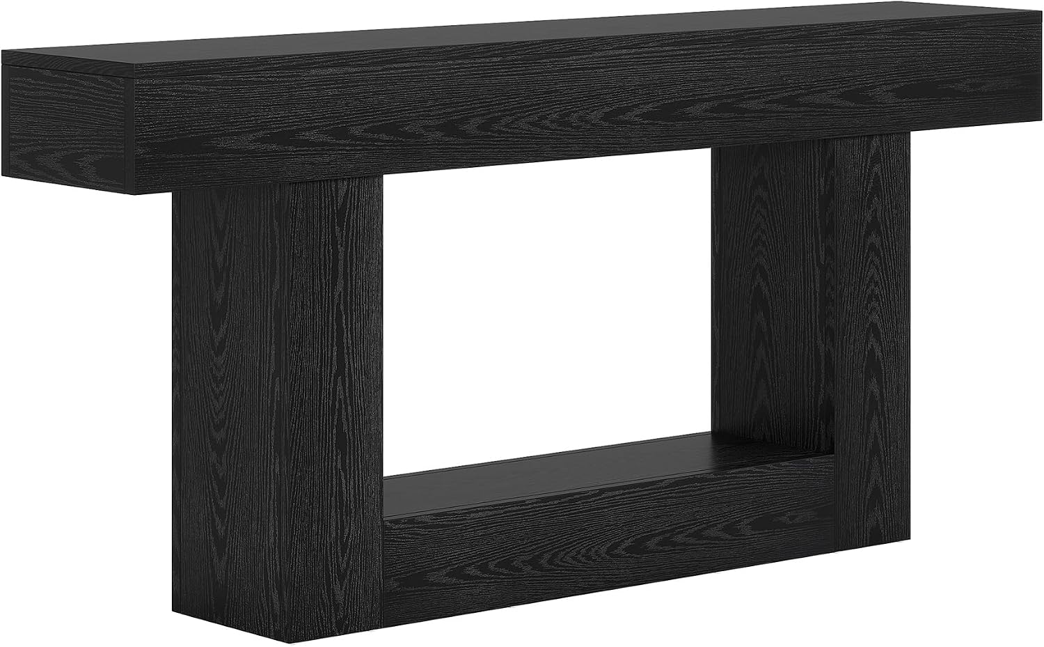 Tribesigns 63' Console Table, Farmhouse 2-Tier Entryway Table with U-Shaped Base, Narrow Long Wood Sofa Table Behind Couch Table for Living Room, Hallway, Foyer, Black