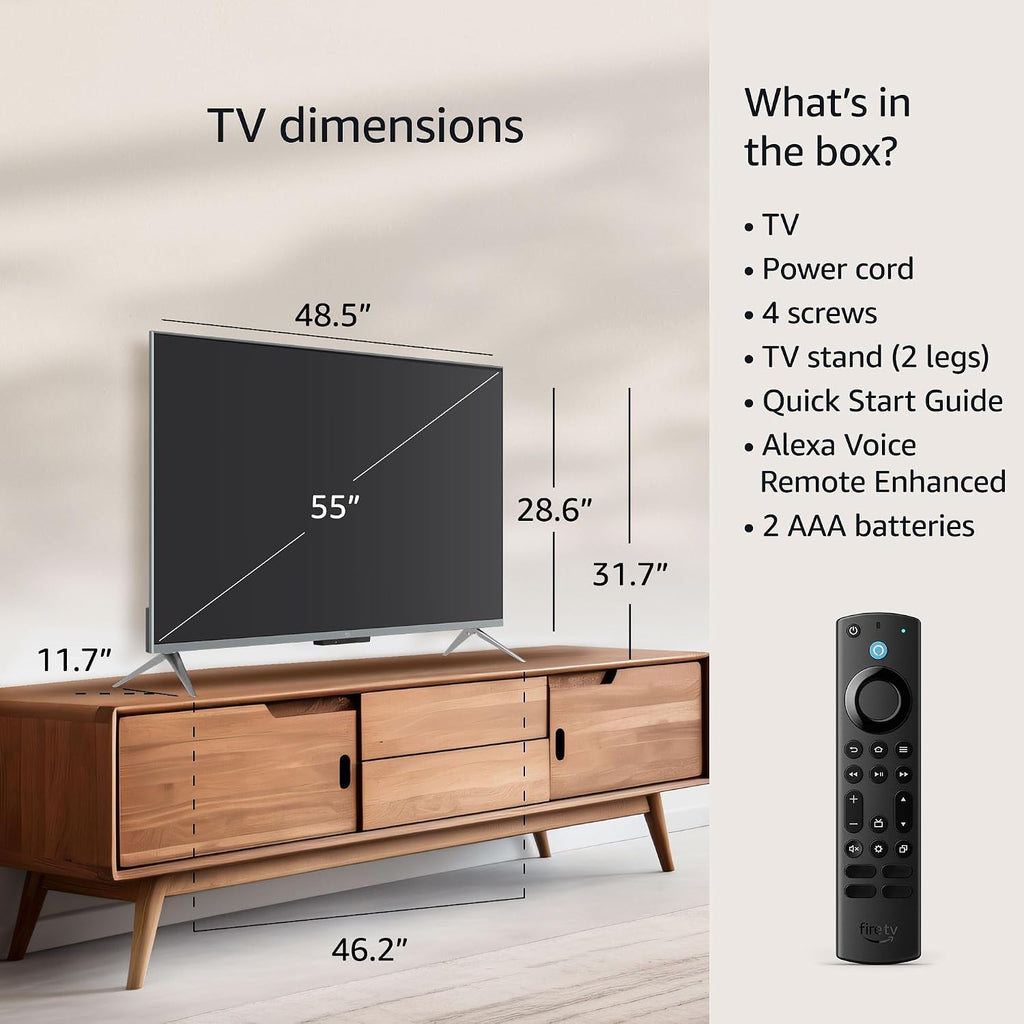 Amazon Fire TV 55' Omni QLED Series 4K UHD smart TV, Dolby Vision IQ, Fire TV Ambient Experience, local dimming, hands-free with Alexa