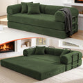 79'' Convertible Sofa Bed, Boneless Couch-in-a-Box, Corduroy Floor Futon Loveseat Sleeper, 26'' Deep Seat, Removable Machine-Wash Covers, No Assembly, 2 Pillows, Forest Green