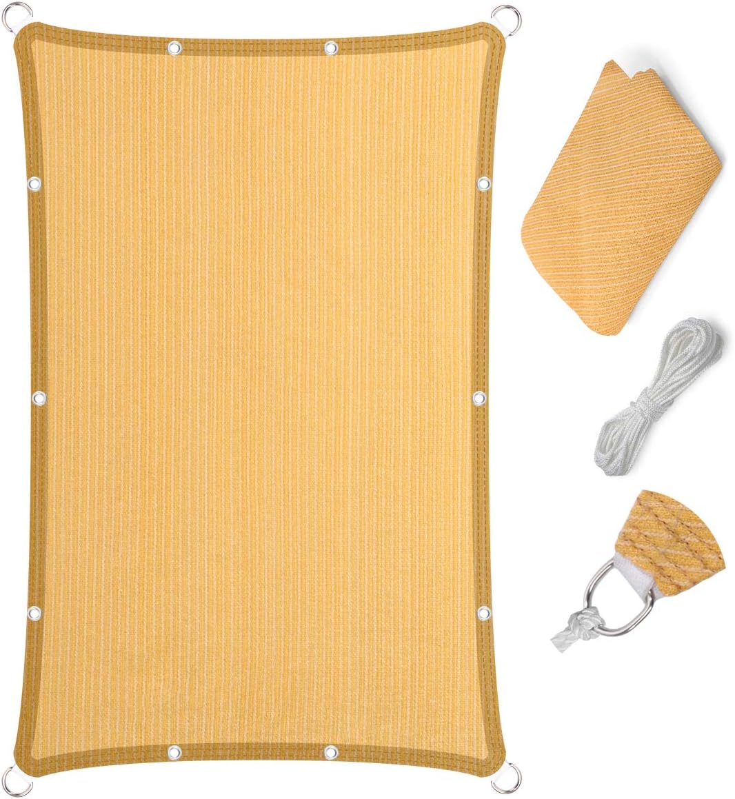 Eden's Decor Straight Flat Edge Sun Shade Sail with Grommets, Pergola Shade Cover Outdoo Sun Shade, Patio Shade, Deck Shade(Wheat, 14' X 20')
