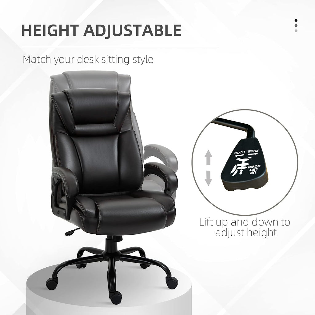 Ergonomic Office Chair,Big and Tall 400 lbs Executive Computer Desk Chairs with Wide Seat High Back PU Leather,Adjustable Height Swivel Wheels for Adults Gaming Home, Bedroom Furniture,Brown