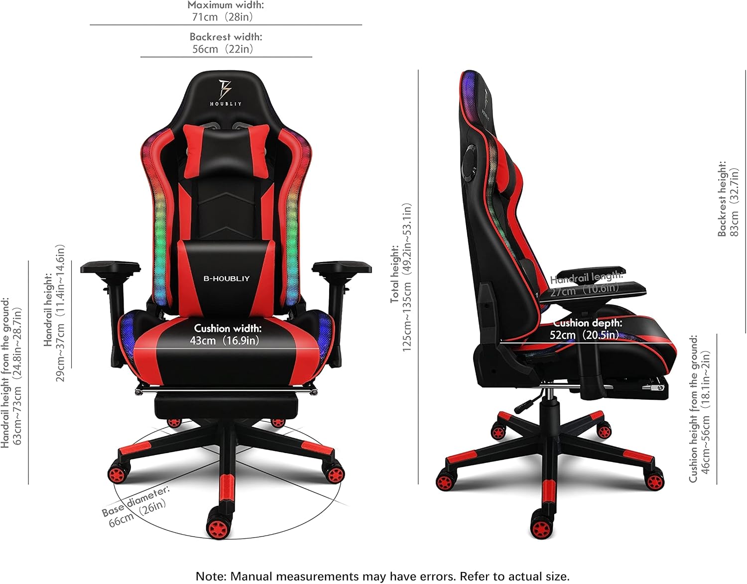 Gaming Chair for Adults,RGB Computer Chair with Footrest, Ergonomic Chair 4D Armrest Move Up And Down 8CM - Video Game Chair with Lumbar Massage Support And Headrest for Office Teenager,White