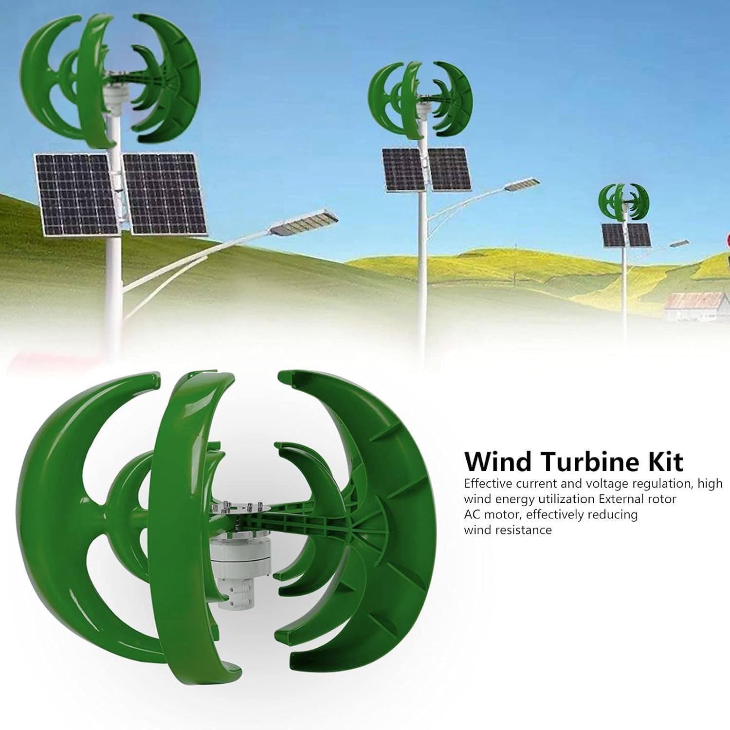 12V 24V Vertical Axis Wind Generator Kit - 3-Phase Permanent Magnet DIY Wind Turbine for Solar-Powered Models, Renewable Energy Science Teaching Tool