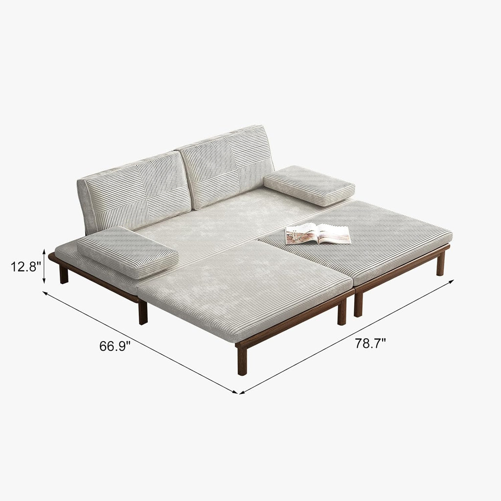Lartis 78.7' Sofa Bed, Sleeper Pull Out Couch, Modern Couch Convertible Modern Futon for Living Room/Apartment/Bedroom, Modular Design Sofa,Full Solid Wood Frame