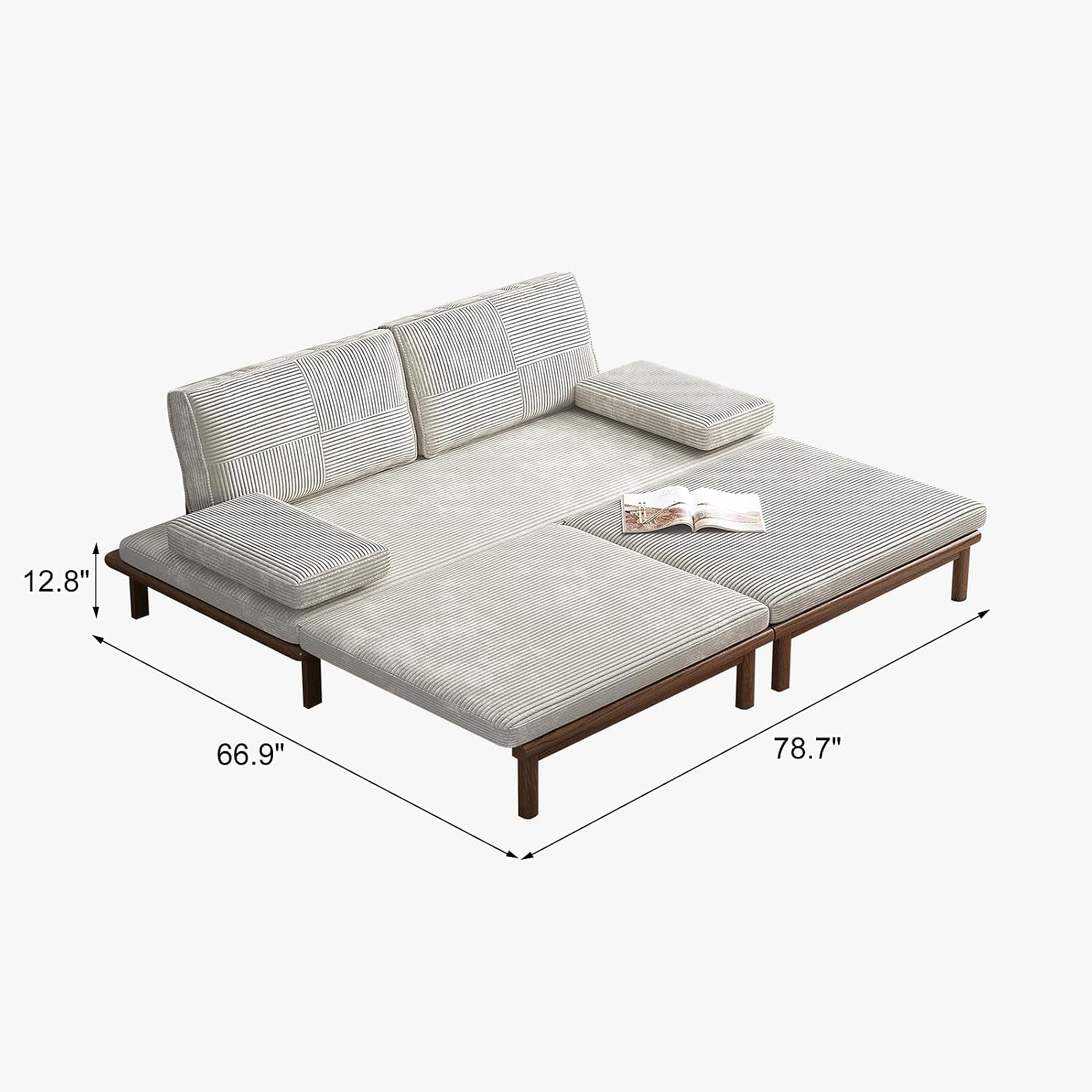 Lartis 78.7' Sofa Bed, Sleeper Pull Out Couch, Modern Couch Convertible Modern Futon for Living Room/Apartment/Bedroom, Modular Design Sofa,Full Solid Wood Frame